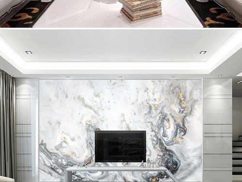 現(xiàn)代簡約新中式抽象水墨山水大理石電視背景墻圖片素材 效果圖下載