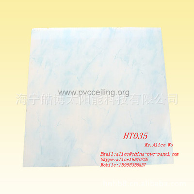 【HT035 天藍(lán)色大理石印花的PVC天花板,室內(nèi)吊頂扣板】價格,廠家,圖片,其他吊頂材料,海寧皓博太陽能科技-